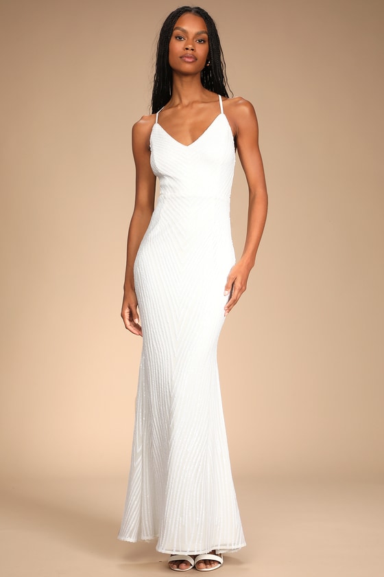 White Maxi Dress - Sequin Maxi Dress ...